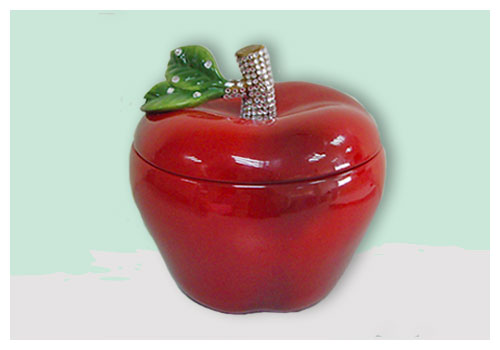 this charming apple shaped cookie jar  with sparkling accents is terrific for your home or as a gift for a teacher