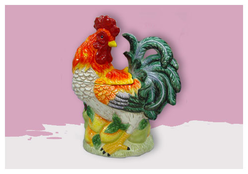 fresh and fruity, a rooster ceramic cookie jar froom decor accessory for your kitchen